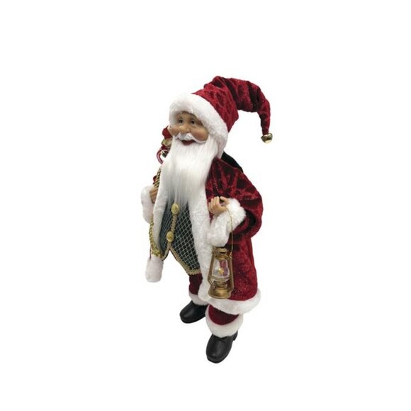 Classic Red Santa 18" Figurine w/ Lantern & Gift Sack Christmas Decor - Picture 6 of 11